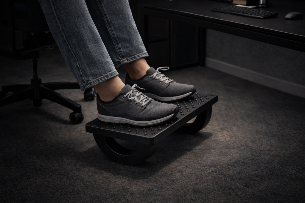 Portable Ergonomic Under Desk Footrest with Relaxing Massage Rollers