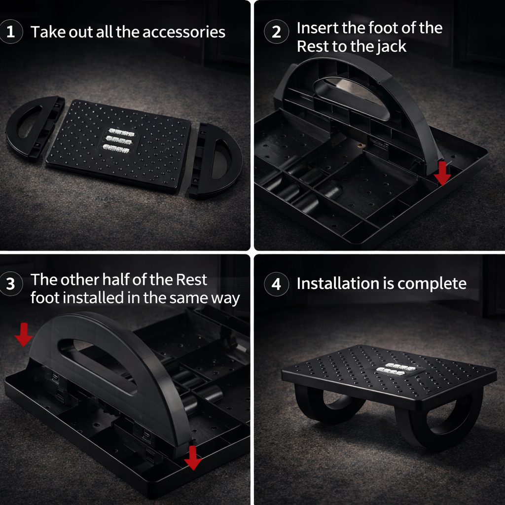 Portable Ergonomic Under Desk Footrest with Relaxing Massage Rollers